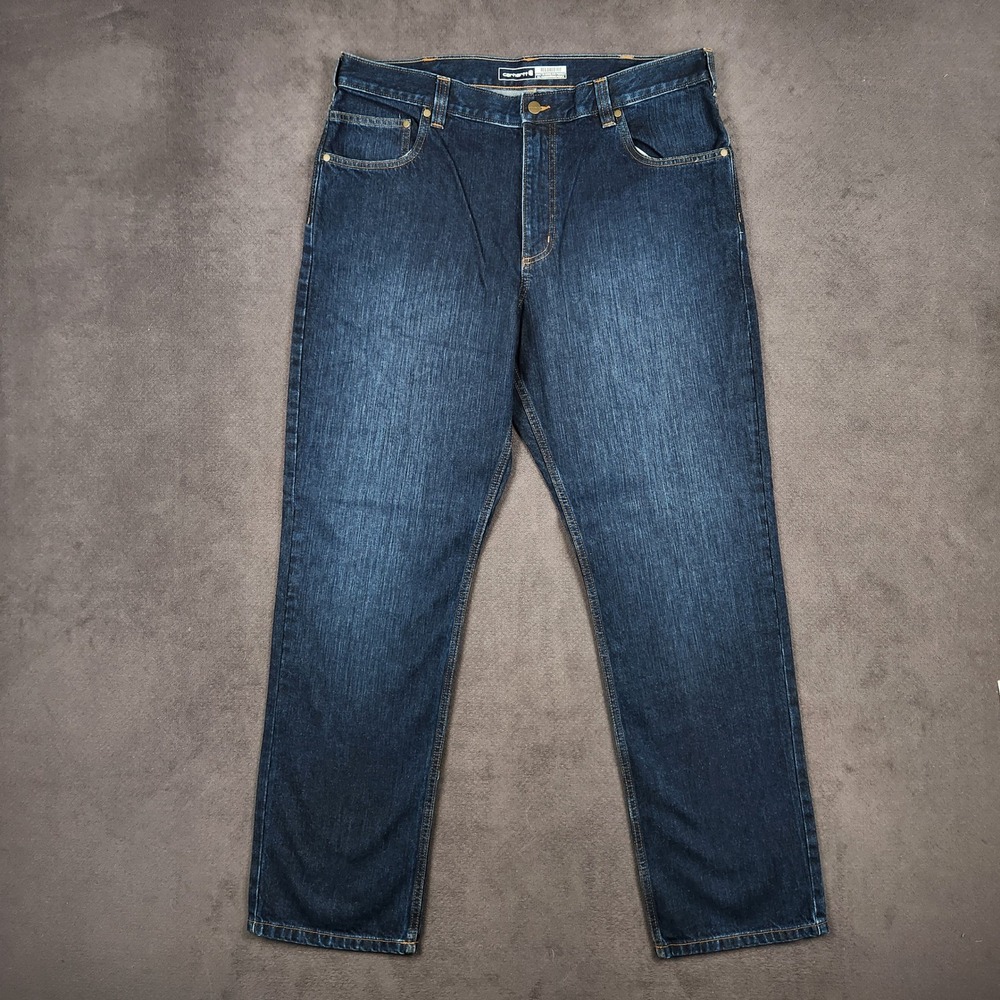 Carhartt Jeans Mens 38x34 Dark Wash Relaxed Straight Leg Denim 105119 H44 NEW